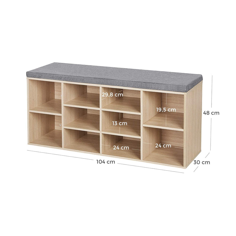 Shoe Bank - Shoe Cabinet - Shoe Storage - With Bench - With Pillow - Naturel