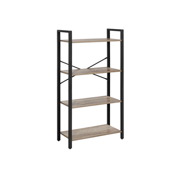 Bibliothèque - planche - armoire de rangement - rack de rangement - avec 4 niveaux - gris - noir