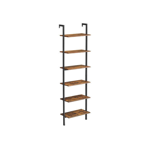 Stående hylde - bogreol - 6 plader - Ladderboard - 60 x 30 x 204,8 cm - Industrielt design,