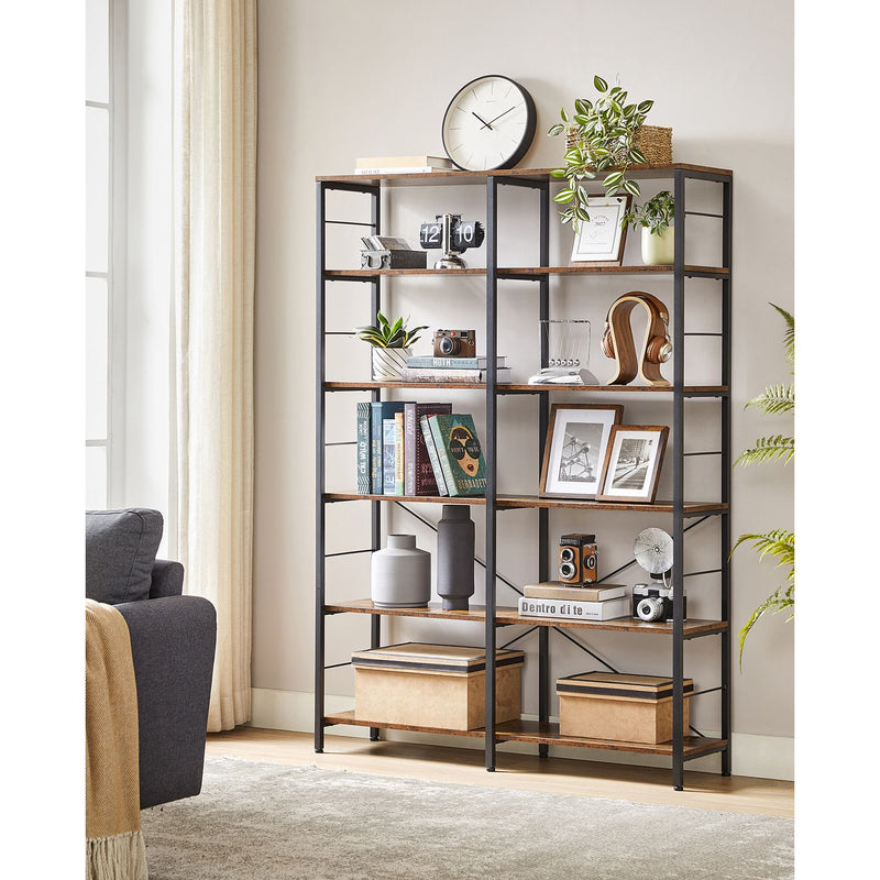 Boekenkast - Met 6 niveaus - 30 x 120 x 172,5 cm - Bruin-zwart