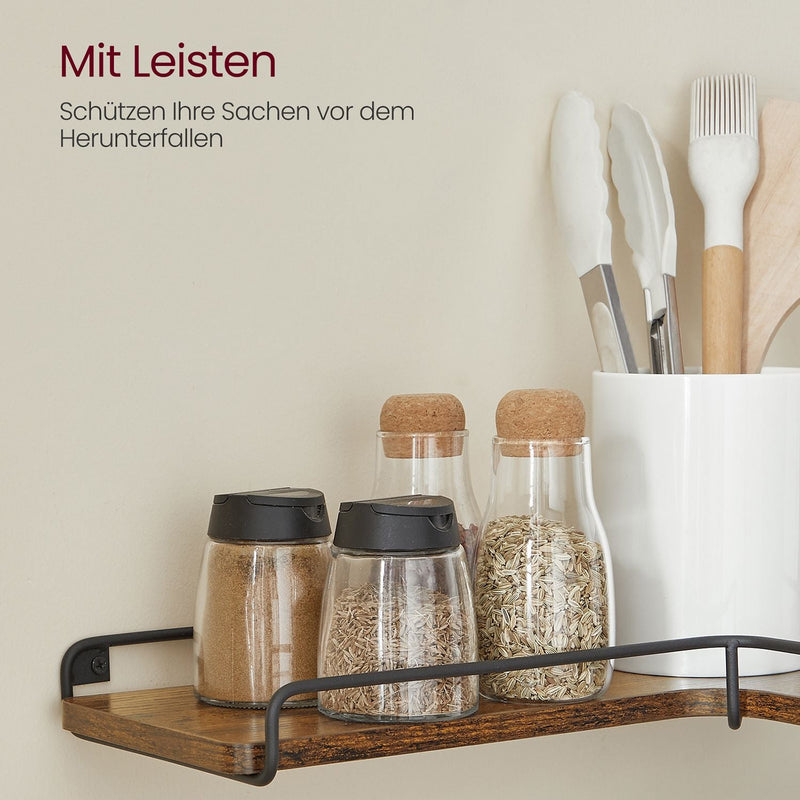 L-vormige hoekplank - Wandplanken -  Set van 2 - Bruin - Industrieel design