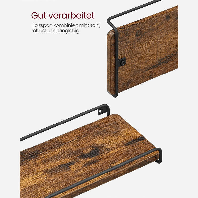 L-vormige hoekplank - Wandplanken -  Set van 2 - Bruin - Industrieel design