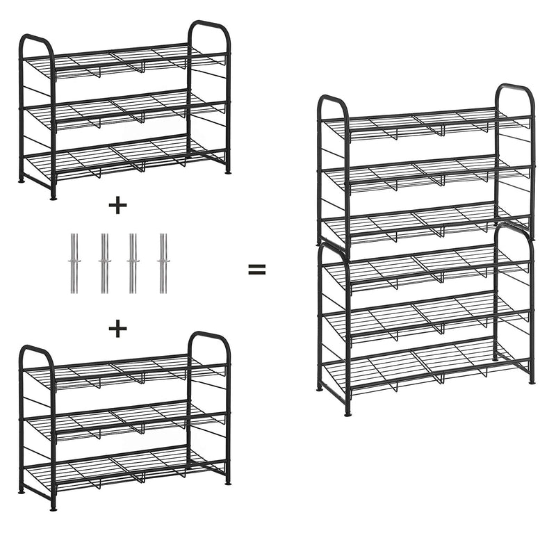 Schoenenrek - Schoenenopberger - Met 3 planken - Opbergrek - Staal - Zwart