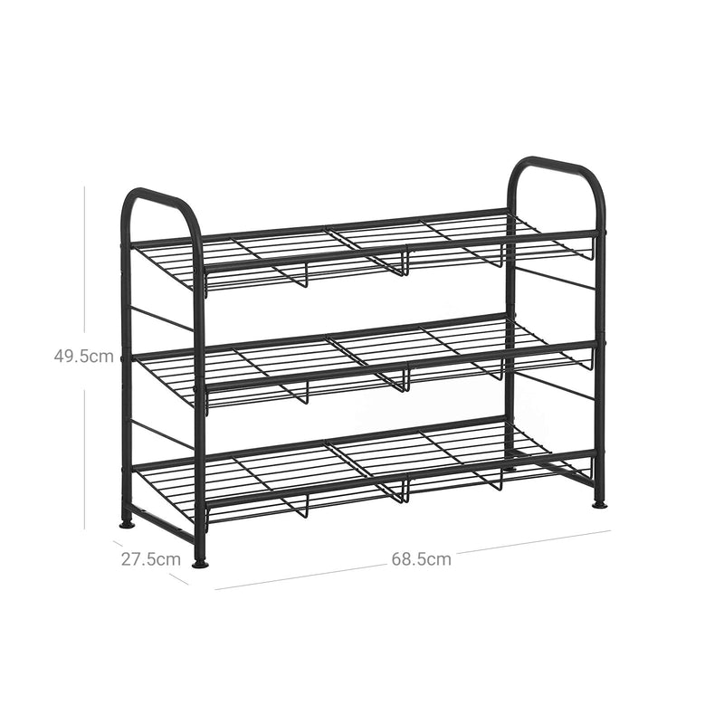 Schoenenrek - Schoenenopberger - Met 3 planken - Opbergrek - Staal - Zwart