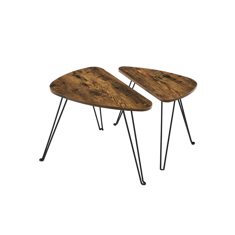 Tables latérales - Ensemble de 2 - table basse - Design industriel - Brown-Black