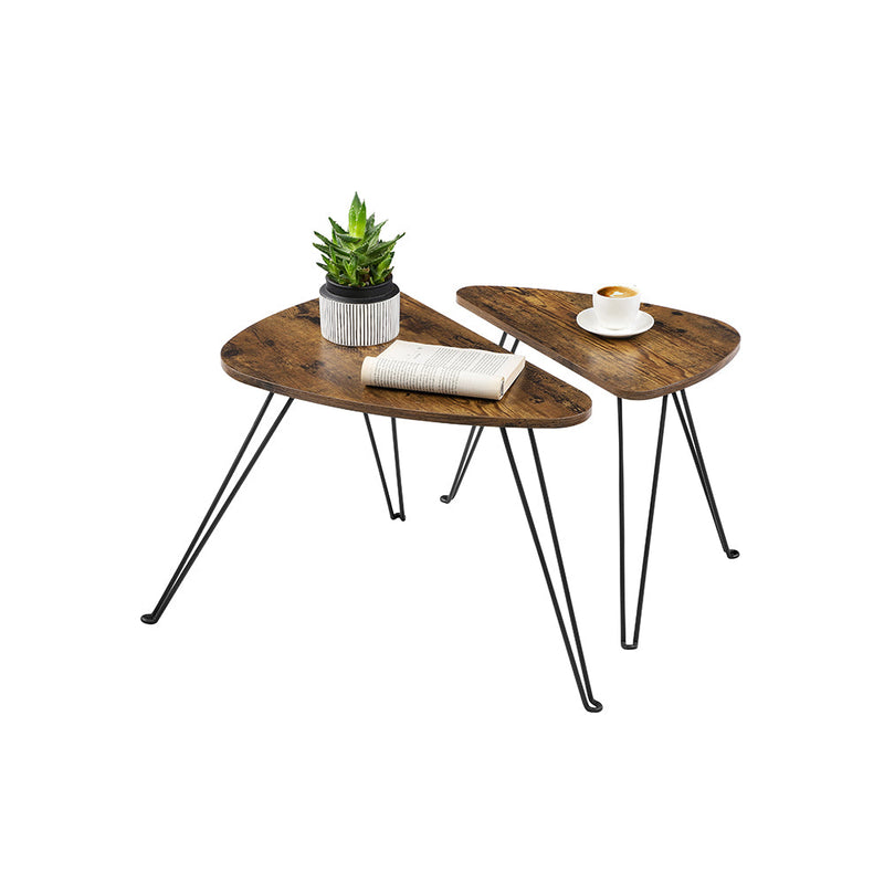 Mese laterale - set de 2 - masă de cafea - design industrial - maro -black