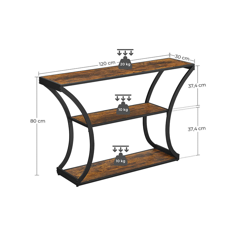 Consolet Table - Hall Table - Sofabord - Bøjede ben - Udvidet bordplade - Brun -sort