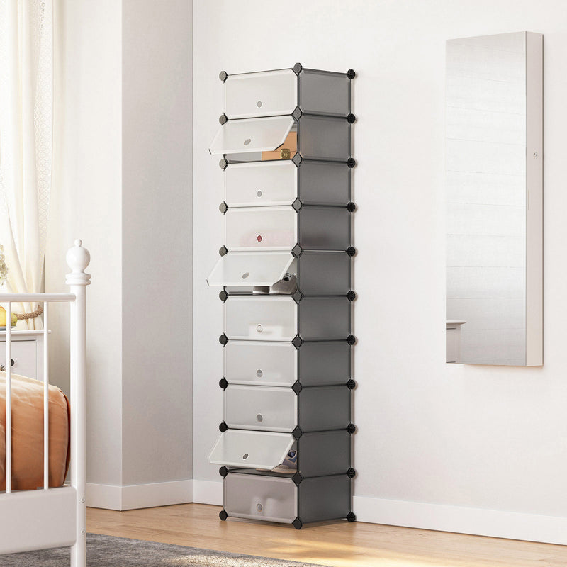 Shoe Rack - Rectangular Storage Organizer - Modular Storage Board - med 10 platser - 40 x 30 x 17 cm