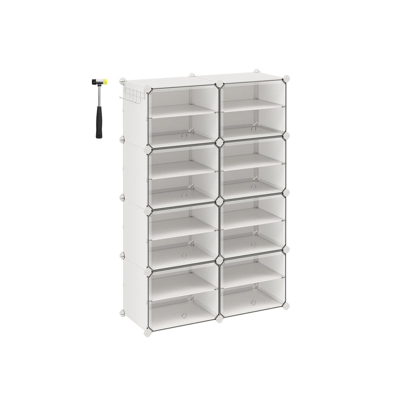 Armoire à chaussures - Rack à chaussures - avec 8 compartiments - blanc