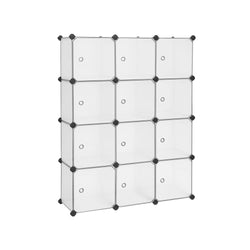 Racking System - Storage Cabinet - Med 12 rum - sko rack - fra plast - med døre - garderobe