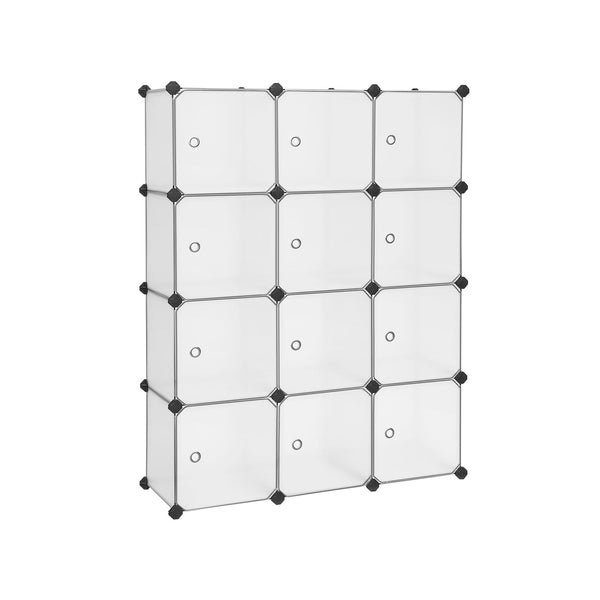 Système de rayonnage - armoire de rangement - avec 12 compartiments - Rack à chaussures - du plastique - avec portes - armoire