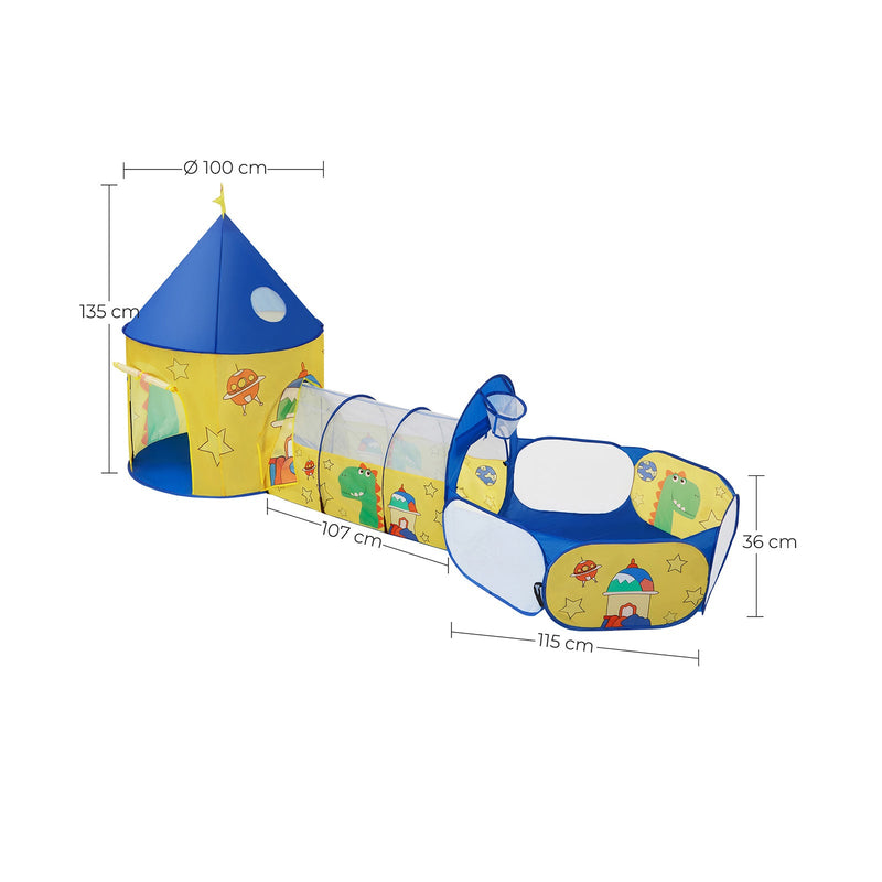 3 -in -1 jouer la tente - pop -up - avec tunnel - ballenbak - cerceau de basket-ball - pour les enfants