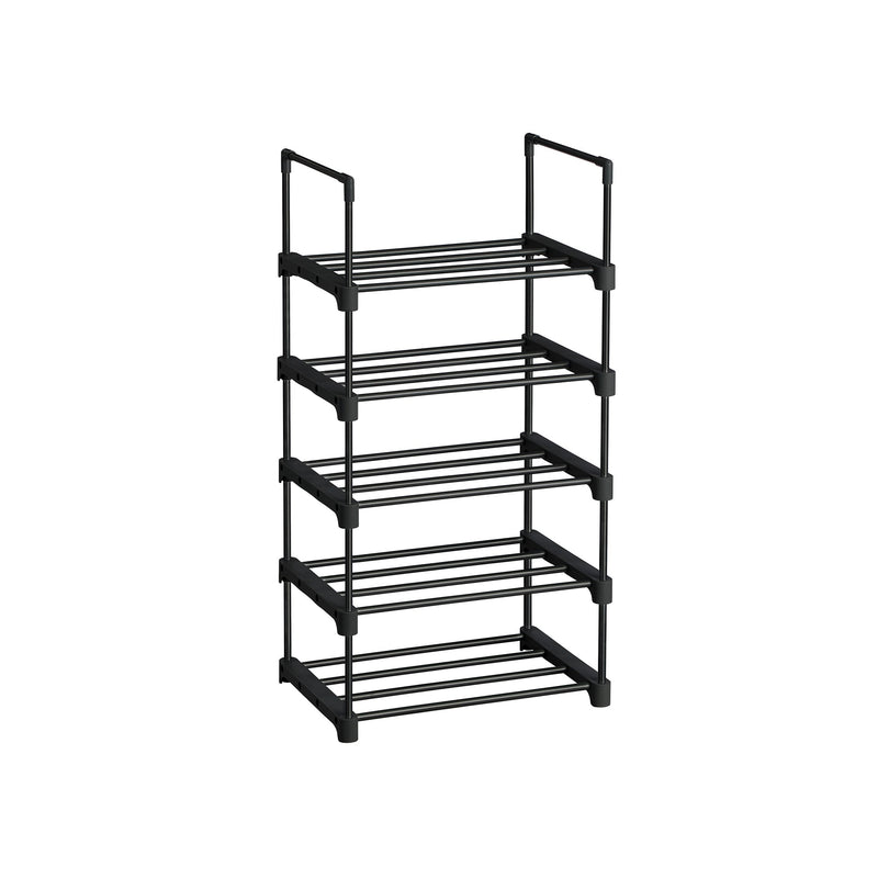 Sko rack - skoskab - med 5 niveauer - metal sko rack - Stackable - sort