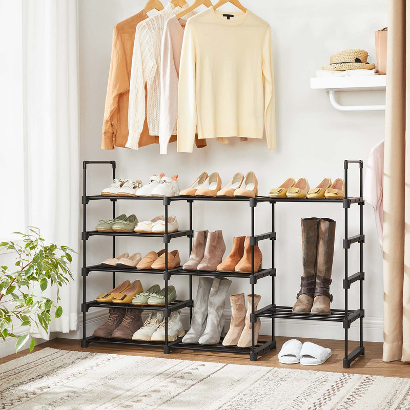 Rack à chaussures - armoire à chaussures - avec 5 niveaux - Rack à chaussures en métal - Empilable - noir