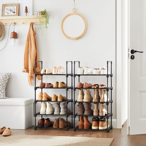 Racks de chaussures - Rack à chaussures en métal - avec 5 niveaux - Ensemble de 2 - noir