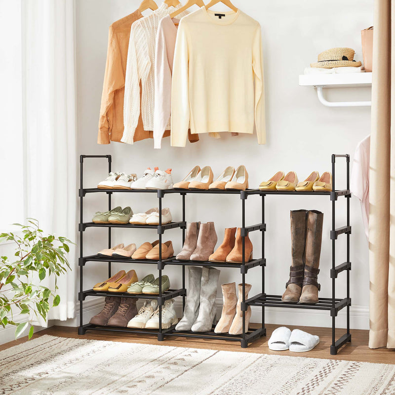 Racks de chaussures - Rack à chaussures en métal - avec 5 niveaux - Ensemble de 2 - noir