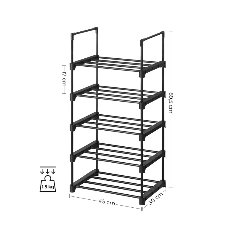 Kenkätelineet - metallikenkäteline - 5 tasoa - sarja 2 - musta