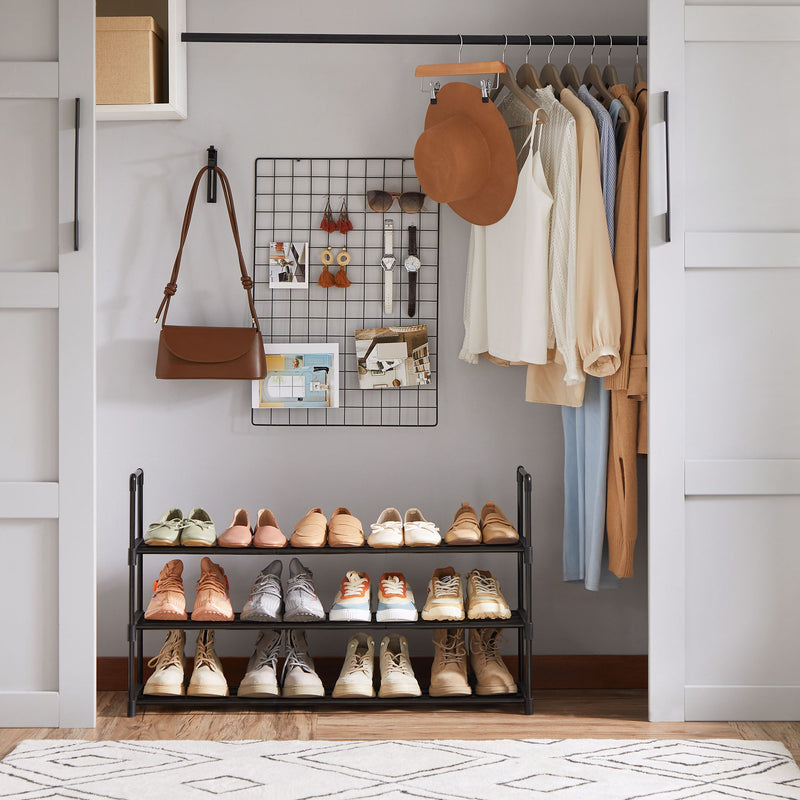 Shoe Rack - Shoe Storage - med 3 hyllor - förvaringsställ - Steel - Svart