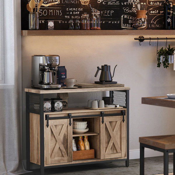 Sideboard - masă de cafea - dulap de depozitare - masă laterală - cu uși glisante - gri deschis