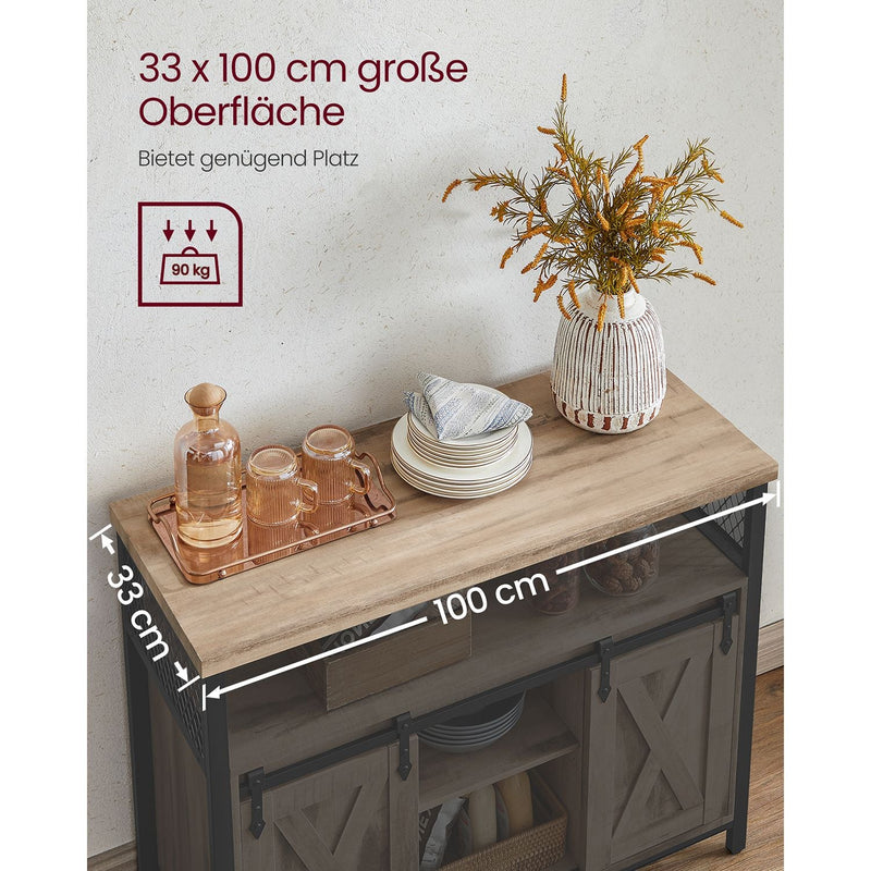 Bouchon - table basse - armoire de rangement - table d'appoint - avec portes coulissantes - gris clair