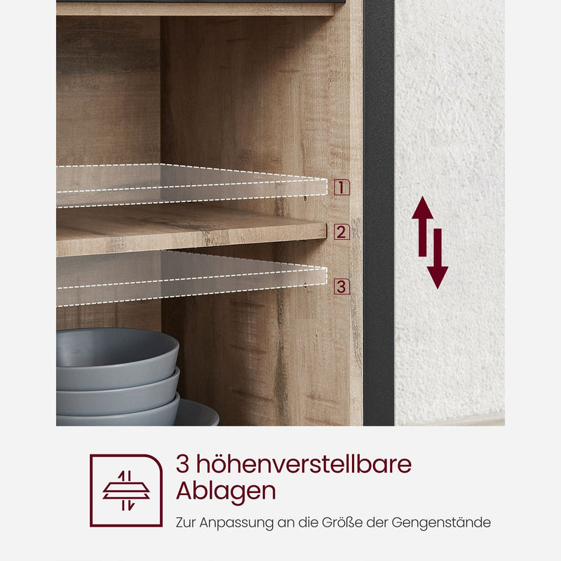 Dressoir - Salontafel - Opbergkast - Bijzettafel - Met schuifdeuren - Licht grijs