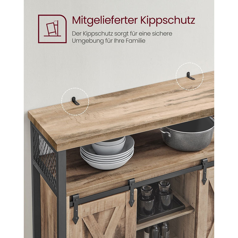 Dressoir - Salontafel - Opbergkast - Bijzettafel - Met schuifdeuren - Licht grijs