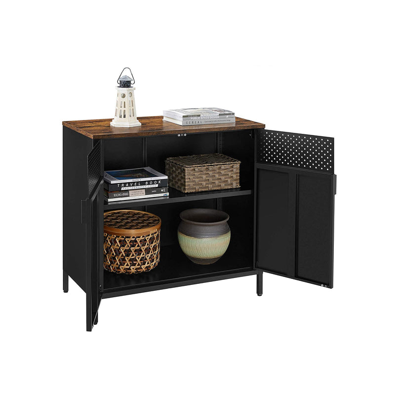 Armoire de rangement - style industriel - marron / noir