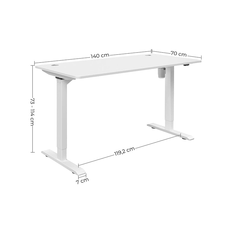 Reglabil înălțime - birou - reglabil electric - alb - 40 x 70 x (73-114) cm