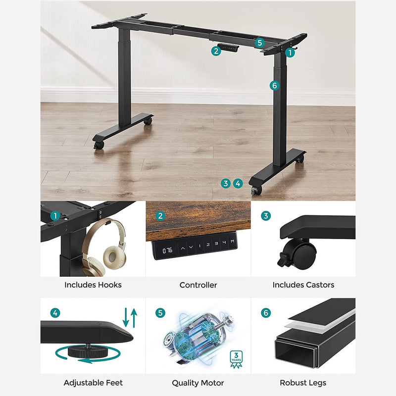 Electric Desk Frame - istu sta -työpöytä muistitoiminto - korkeus säädettävä - musta