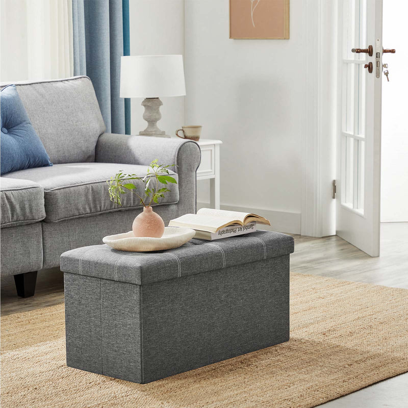 Banc avec espace de rangement - Boîte de sièges - tabouret de siège - pliable - 76 x 38 x 38 cm - gris foncé