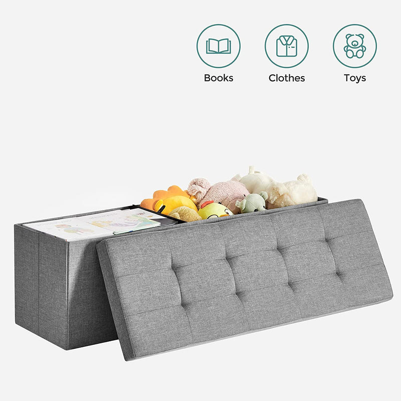 Banc de rangement - Boîte de sièges - pliable - Capacité de chargement 300 kg - Gris clair