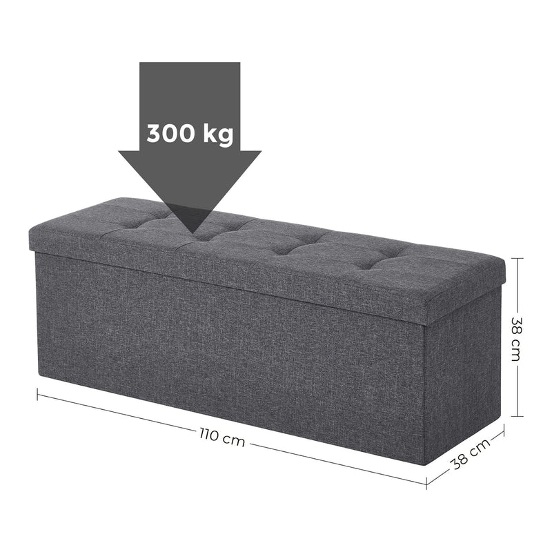 Soffa - med förvaringsutrymme - Seat Box - Lagringslåda - Fällbar - Lastkapacitet 300 kg - Grå