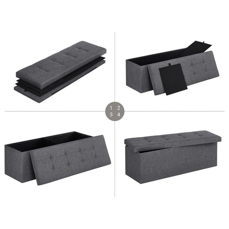 Sofa - avec espace de stockage - boîte de siège - boîte de rangement - pliable - Capacité de chargement 300 kg - Gray