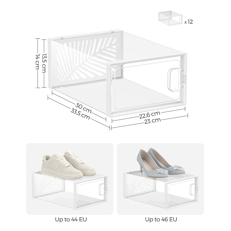 Ensemble de 12 boîtes à chaussures - pour les chaussures à la taille 44 - transparent