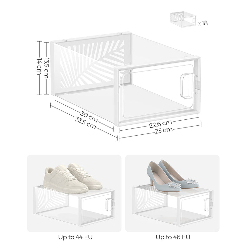 Set van 18 Schoenendozen - voor Schoenen tot Maat 44 - Transparant / Zwart