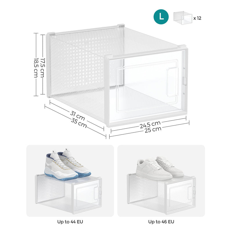 Set van 12 Schoenendozen - voor Schoenen tot Maat 46 - Transparant