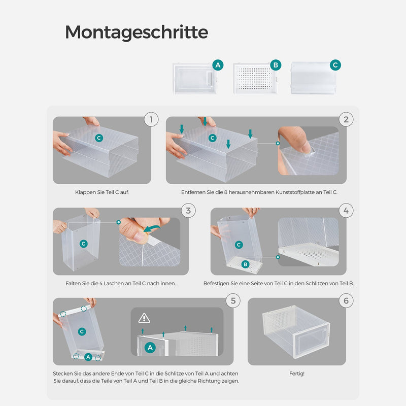 Set de 12 cutii de încălțăminte - pentru încălțăminte la dimensiunea 46 - transparent