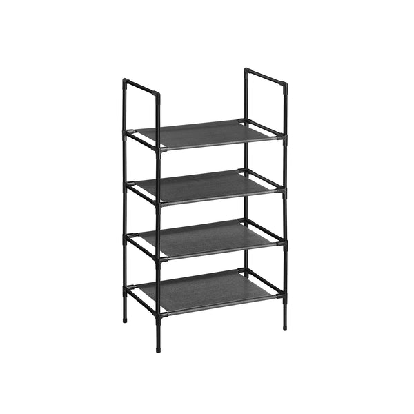 Shoe Rack - med 4 hyllor - Metal Frame - Svart