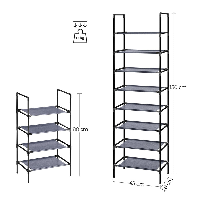 Rack à chaussures - armoire à chaussures - Stockage à chaussures - avec planches de tissu - Ensemble de 2 - avec 4 étagères