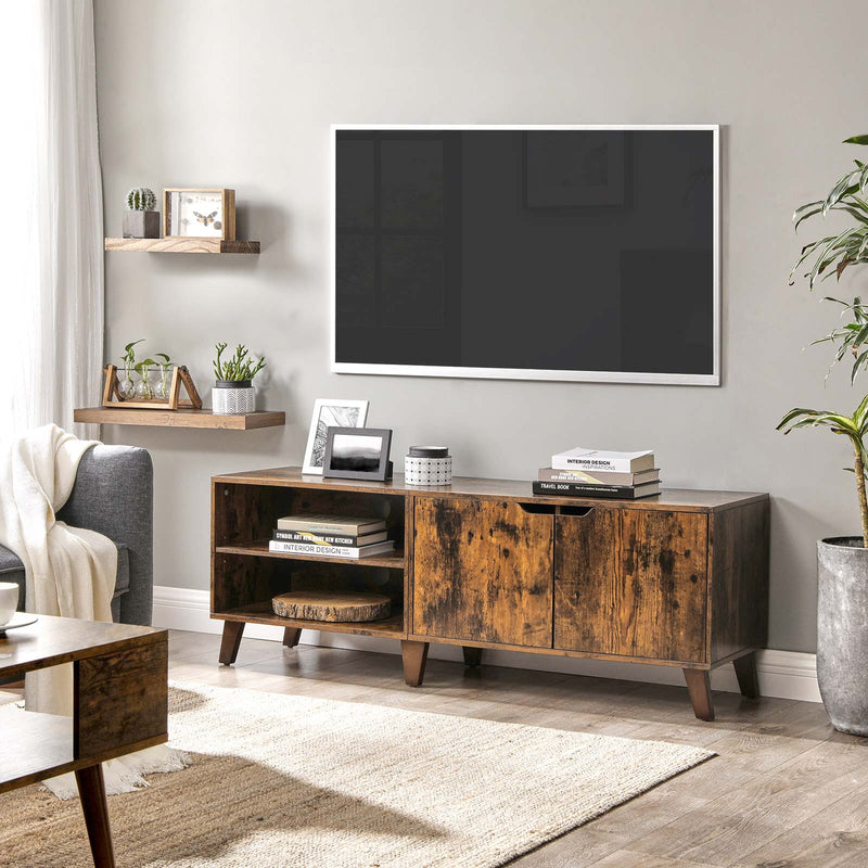 Meubles de télévision - table de télévision - avec 2 portes - armoire à télévision - avec étagères réglables - pour le salon - marron