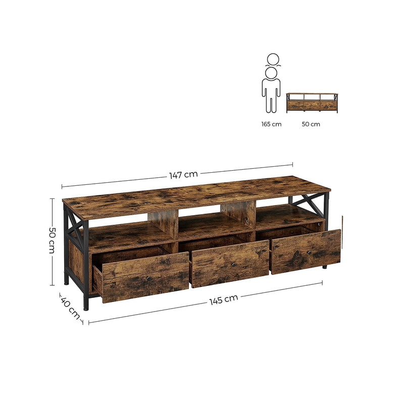 Tv-meubel- Salon tafel - In industriële stijl - Met 3 lades