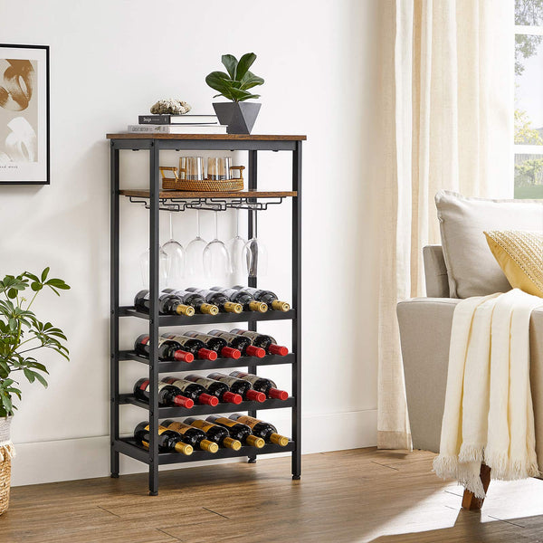 Vinstativ - Bottess Rack - Flaskeopbevaring - Vinopbevaring - Vintage Brown / Black