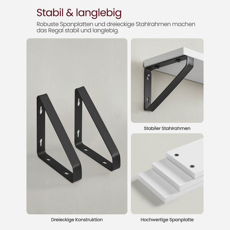 Zwevende planken - Set van 3 - Industriële Wandplanken - Wit zwart