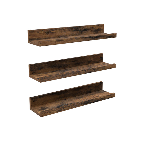 Wandplanken - Set van 3 - Ophangbaar - Hout - Bruin