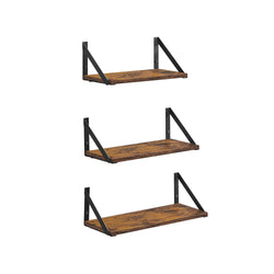 Wandplanken - Set van 3 - Ophangbaar - Hout - Bruin