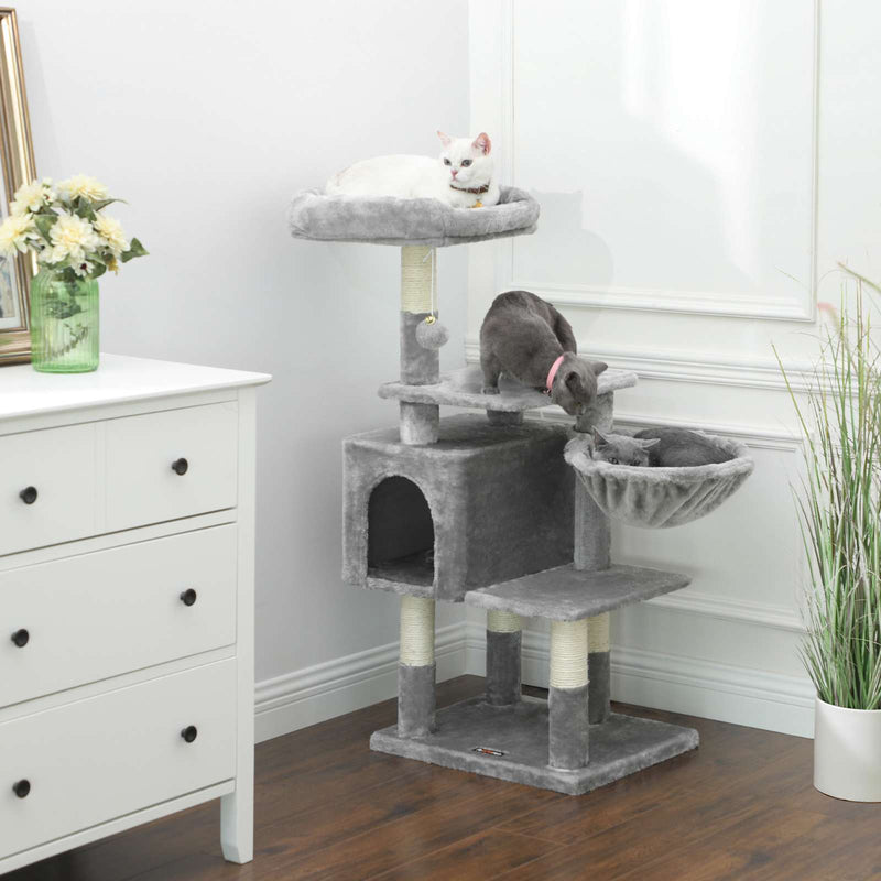 Scratching Post - Cat House - 110 cm - Haut Scratching Post - Gris clair