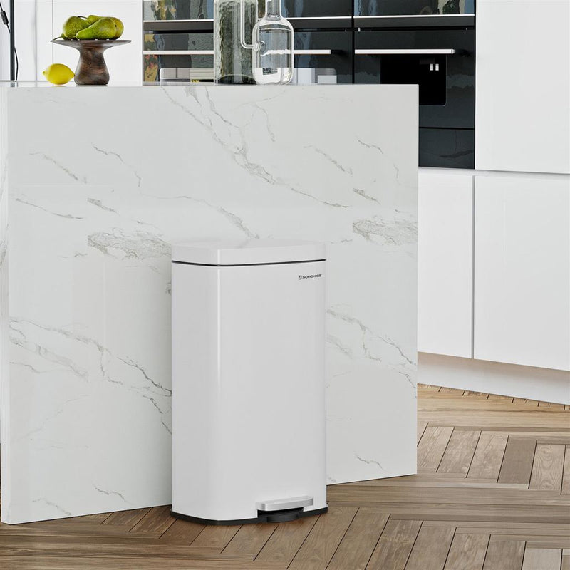 Coșul de gunoi - coșul de deșeuri - coșul de gunoi - softclose - cu pedală - 30 l - alb