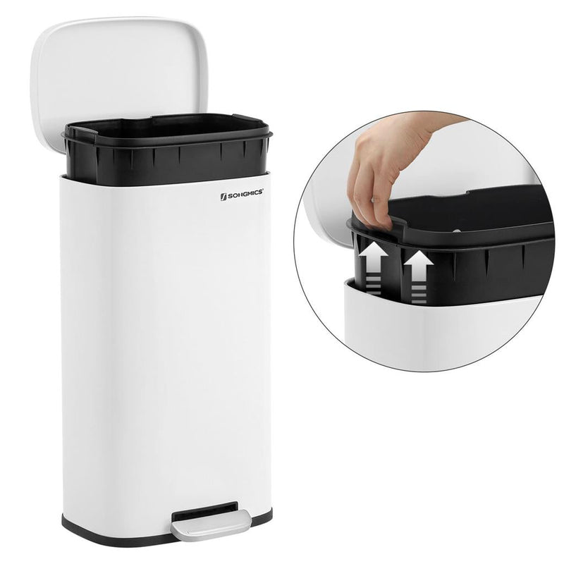 Coșul de gunoi - coșul de deșeuri - coșul de gunoi - softclose - cu pedală - 30 l - alb