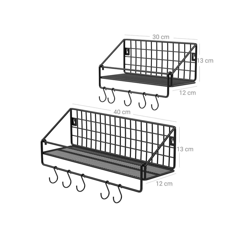 Set van 2 Wandplanken - Industrieel Design - Zwart