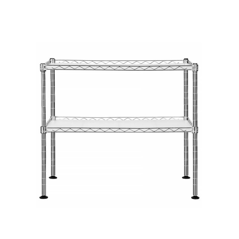 Rack cu microunde - Rack de bucătărie - cu 2 niveluri - Organizator de masă - cu 2 rafturi reglabile - 8 cârlige - argint